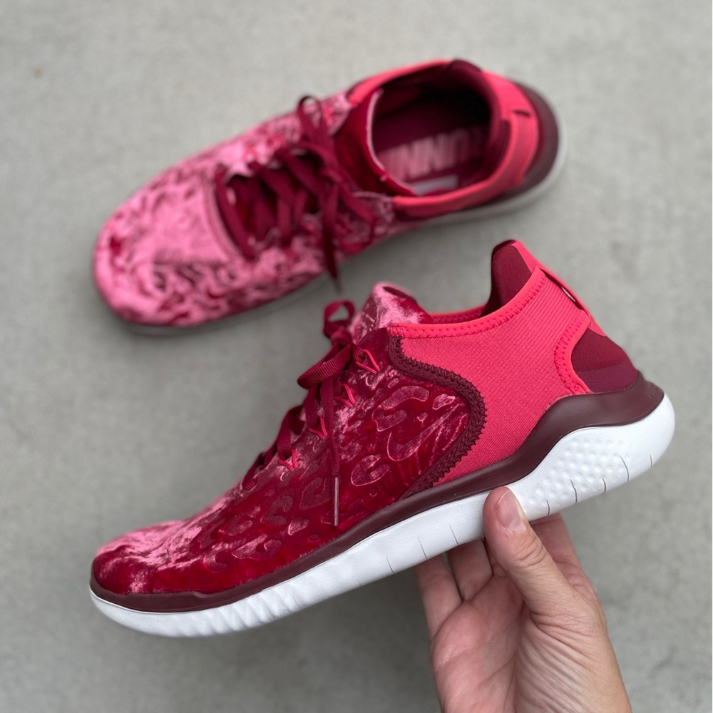 NIKE Women's Free RN '18 Wild Velet Sneakers in Red Crush